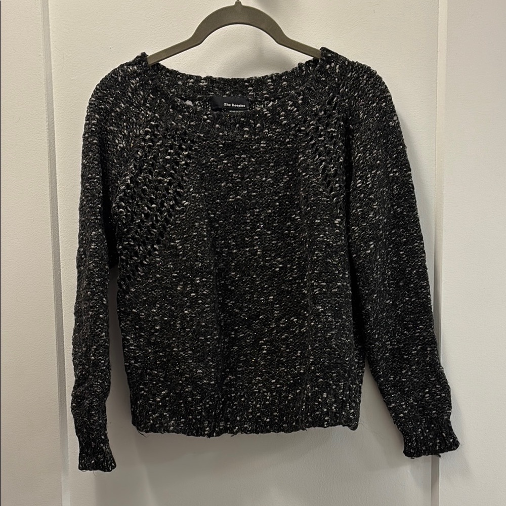 The Kooples Black Metallic Crew Neck Sweater